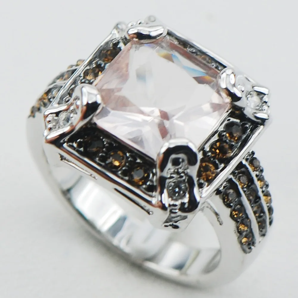 

Morganite 925 Sterling Silver Top Quality Fancy Jewelry wedding Ring Size 6 7 8 9 10 F1091