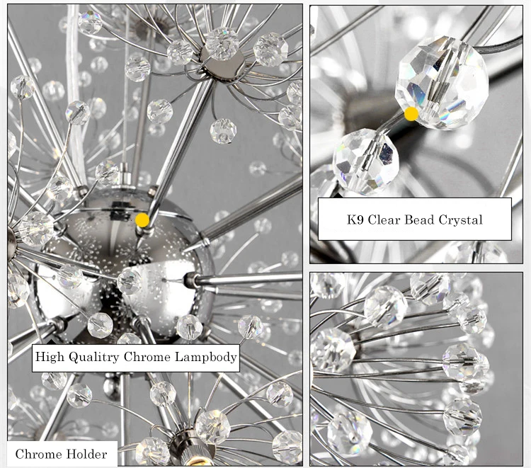 Youlaike Modern Crystal Chandelier Dandelion Design Home Light Fixtures Hanging Chandeliers Lighting | Лампы и освещение