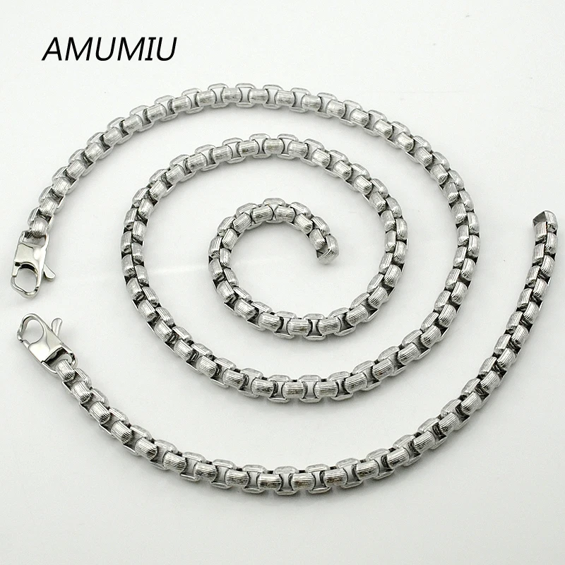 AMUMIU новый дизайн крутая Мужская круглая коробка ювелирный набор серебристый