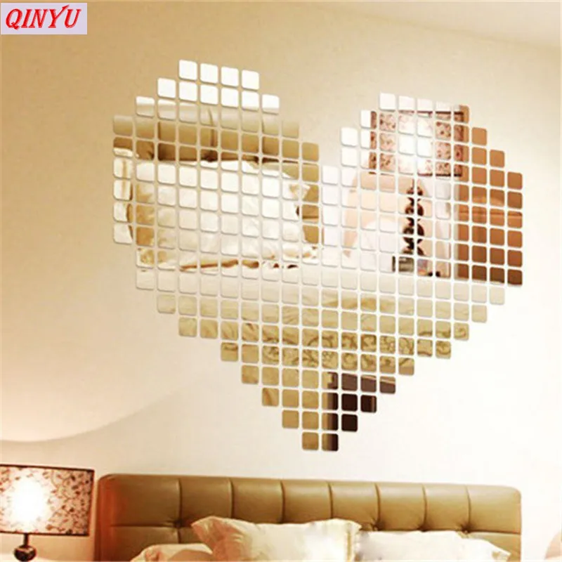 100 шт. декоративные зеркальные настенные наклейки 3 см | Дом и сад