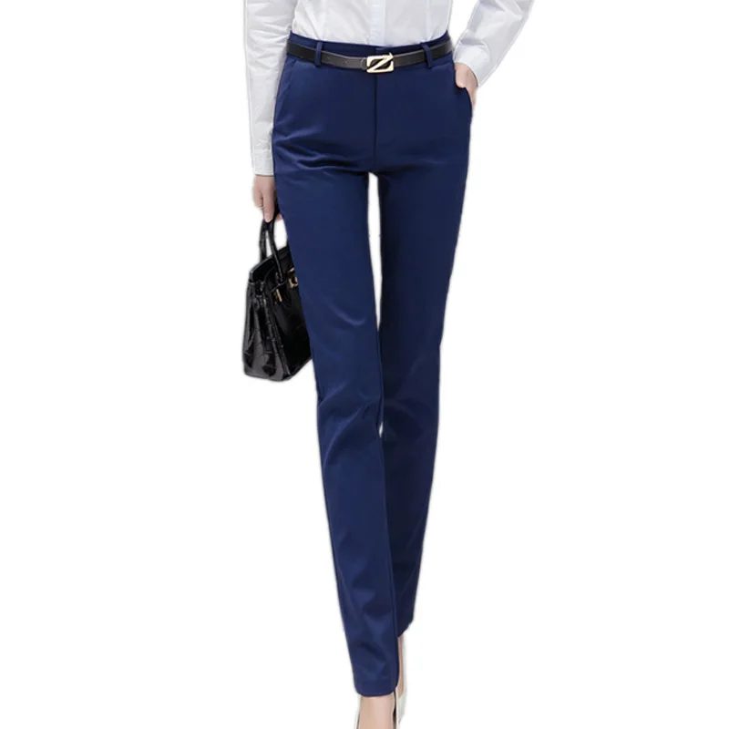 Dark Blue Корейские элегантные офисные женские брюки-карандаш, женские длинные весенние повседневные брюки с высокой талией для женщин, брюки, формальные XS-XXL - Цвет: Dark Blue