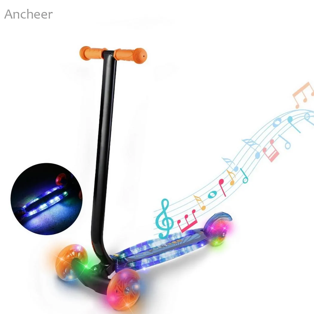 Новый самокат для детей 3 скутер с рулевой отдачей светодиодный подсветкой