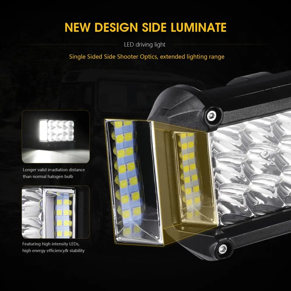 2 шт. 4 дюйма 57 W светодиодный свет работы бар 3 ряда Combo Work Light стручки внедорожные