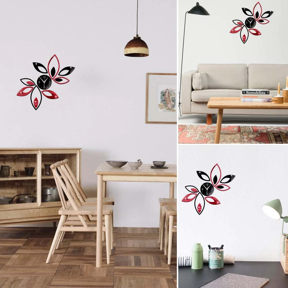 Красный Черный лотос 3D зеркальный настенный стикер акриловый материал для дома