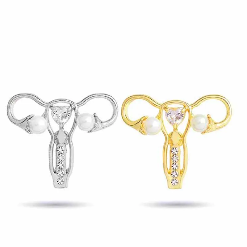 SAIZ Женская утроба булавка розовый жемчуг и сердце кристалл гинекологии медицина