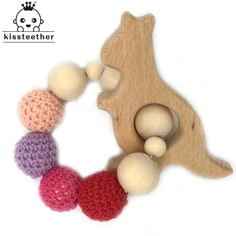 Вязаное крючком кольцо необработанный кленовый Прорезыватель с искусственным