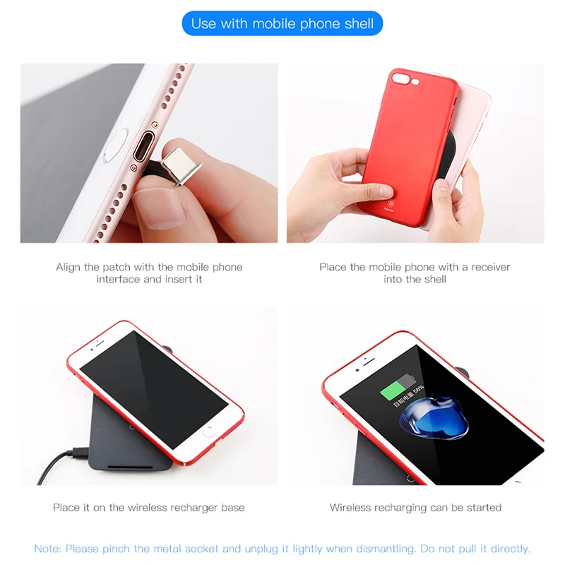 Baseus Qi Беспроводное зарядное устройство приемник Pad адаптер для iPhone samsung Xiaom usb type C Micro для Android type C Qi устройство с поддержкой