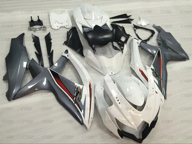 GSX R 750 2008 2010 K8 Обтекатели GSXR750 Пластиковые обтекатели 2009 белый серый корпус