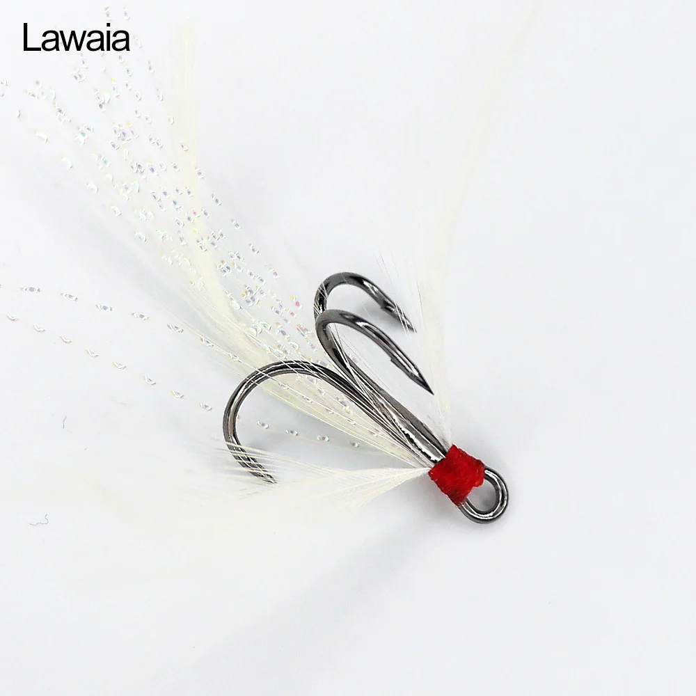Lawaia рыболовные крючки рыболовный круглый крючок три крючка с белыми перьями