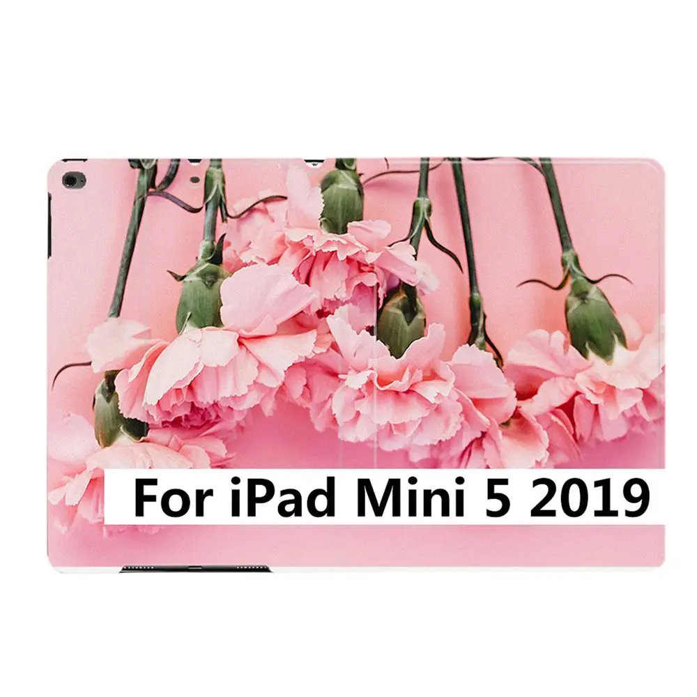 Для iPad Air 2 3 9," 56 7th 10,2" 10," PRO Mini 45 красивый розовый цветок гвоздика из искусственной кожи смарт-чехол с подставкой - Цвет: For iPad Mini 5