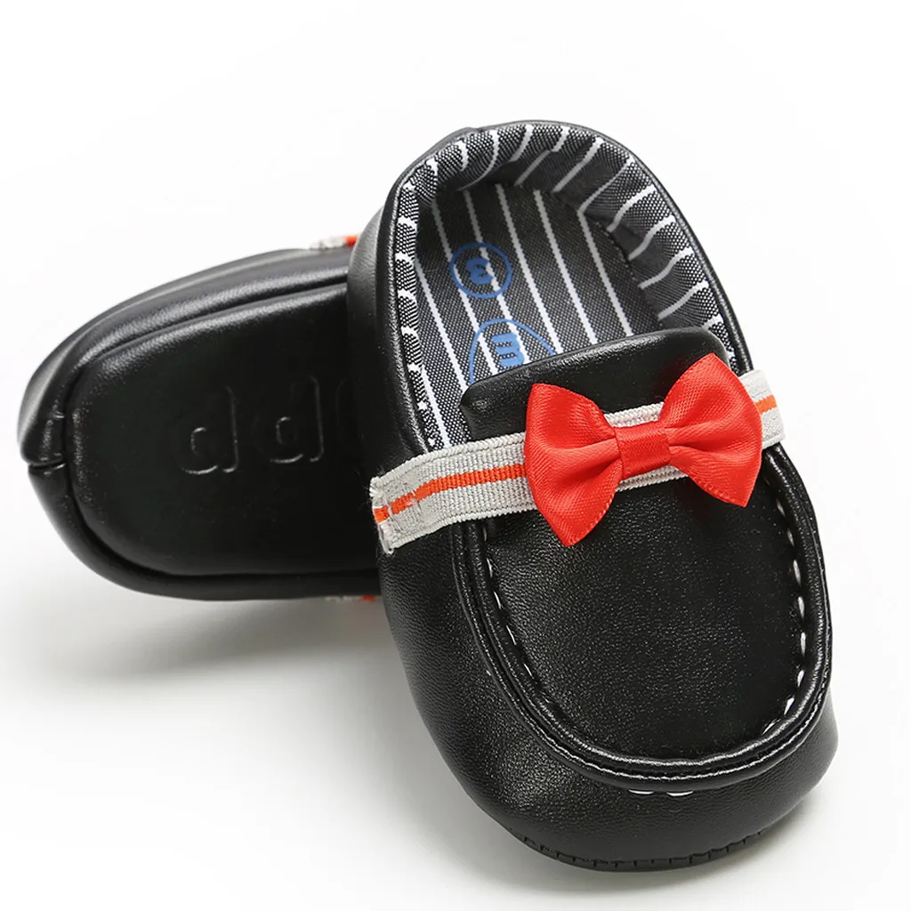 Детская обувь в полоску с бантом кожаная модная для малышей детская девочек