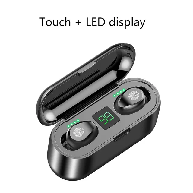With power display Bluetooth наушники 5,0 TWS мини беспроводная гарнитура с дисплеем питания наушники с зарядной коробкой спортивные игровые наушники - Цвет: With power display