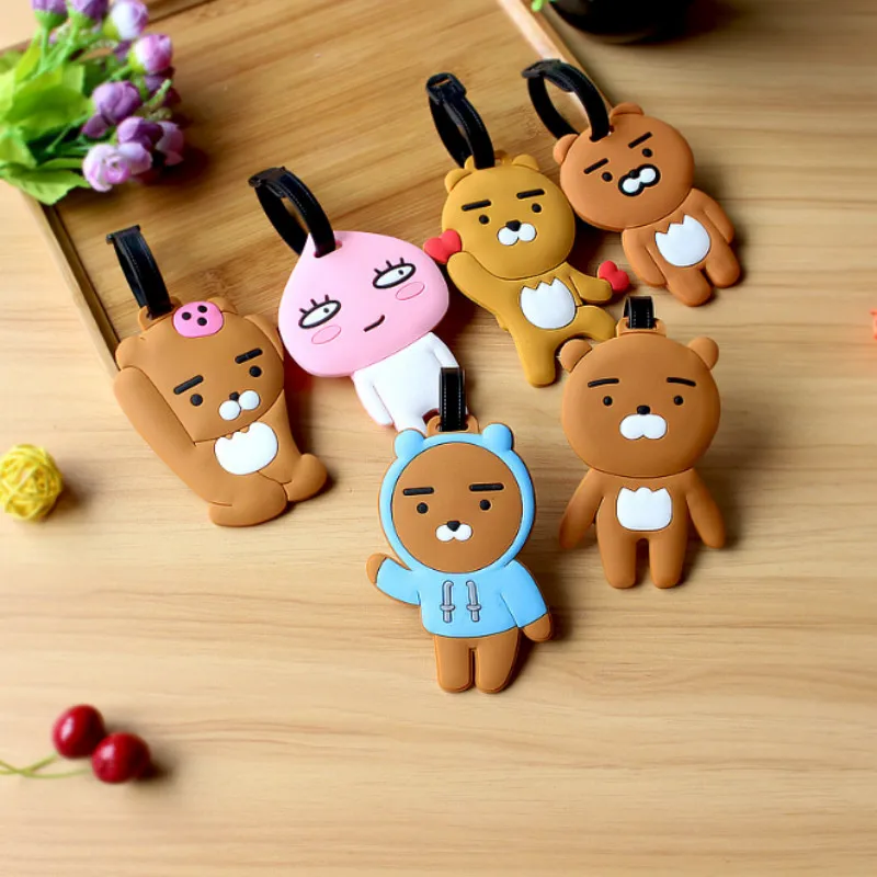 

Funny Cartoon Bear Luggage Tag Silica Gel Suitcase ID Address Holder Baggage Boarding Tags Travel Portable Labe Accessories