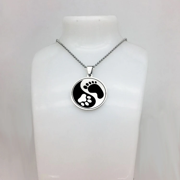 Ожерелье с подвеской Tai Ji Print Yin Yang длинная цепь бусами ожерелье диском для мужчин