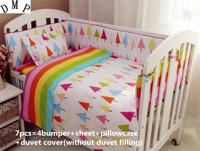 2017! 6/7PCS Baby Crib Bed Linen Newborn cama infantil Baby Bedding Set Baby Cot Girls Bedclothes Duvet Cover, 120*60/120*70cm