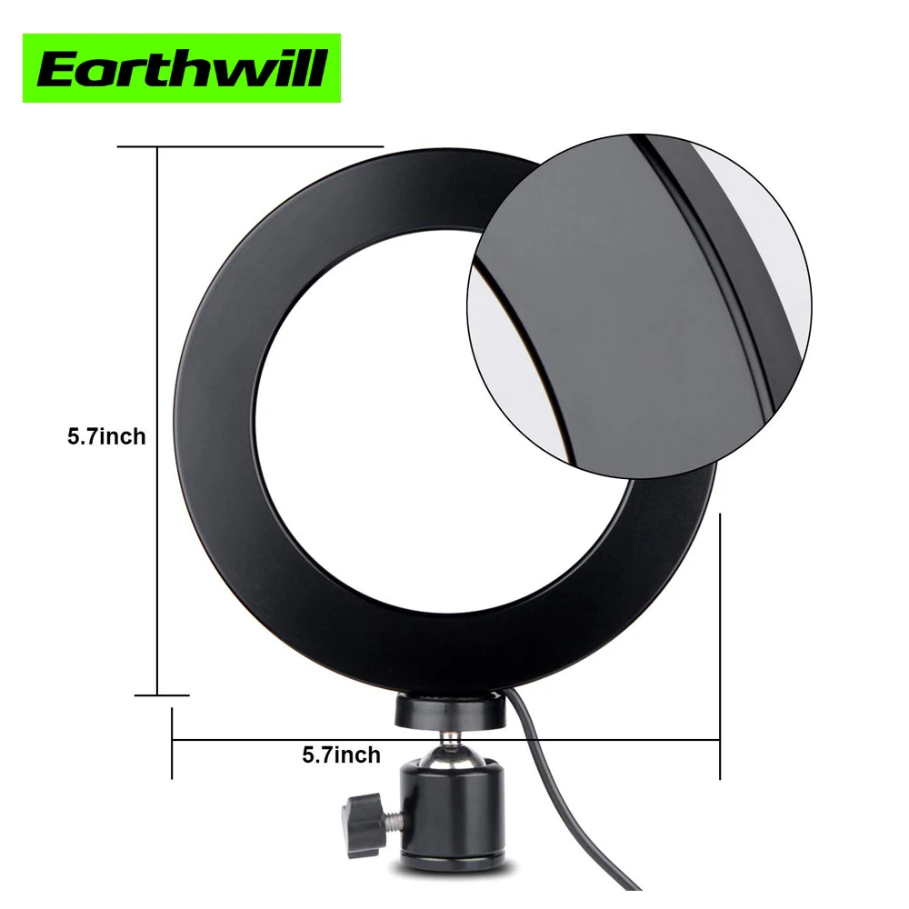5 7 &quotкольцо света с винтовой держатель для светодиодный штатива Dimmable Mini YouTube