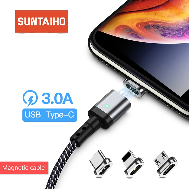 Suntaiho Магнитный кабель Micro usb Тип C магнитная зарядка провод для зарядки Быстрая Зарядка адаптер телефон iOS 12 МАГНИТ Зарядное устройство usb c для iphone samsung xiaomi