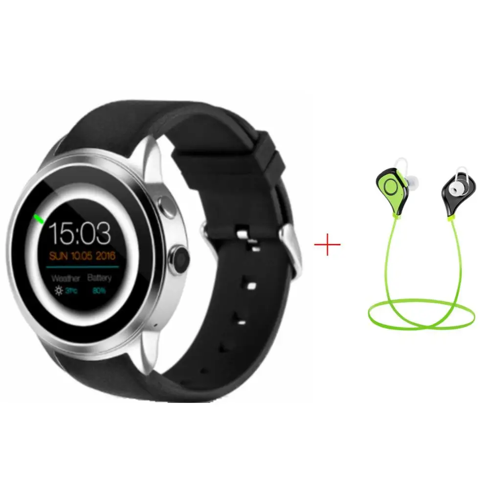 Silver and Earphone Slimy Top 1X200 Смарт-часы Android 5,1 OS 1,39 дюймов ips OLED экран 1 Гб+ 16 Гб Поддержка sim-карты gps WiFi умные часы для Android - Цвет: Silver and Earphone