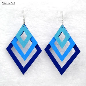 Очаровательные Деревянные серьги в форме листьев, картонные ювелирные изделия для женщин, 2017