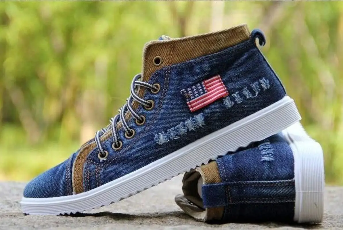 

High Quality Fashion Men's Casual Shoes Fashion Jeans Canvas Shoes Men's Fashion Canvas Short Boots Sneakers