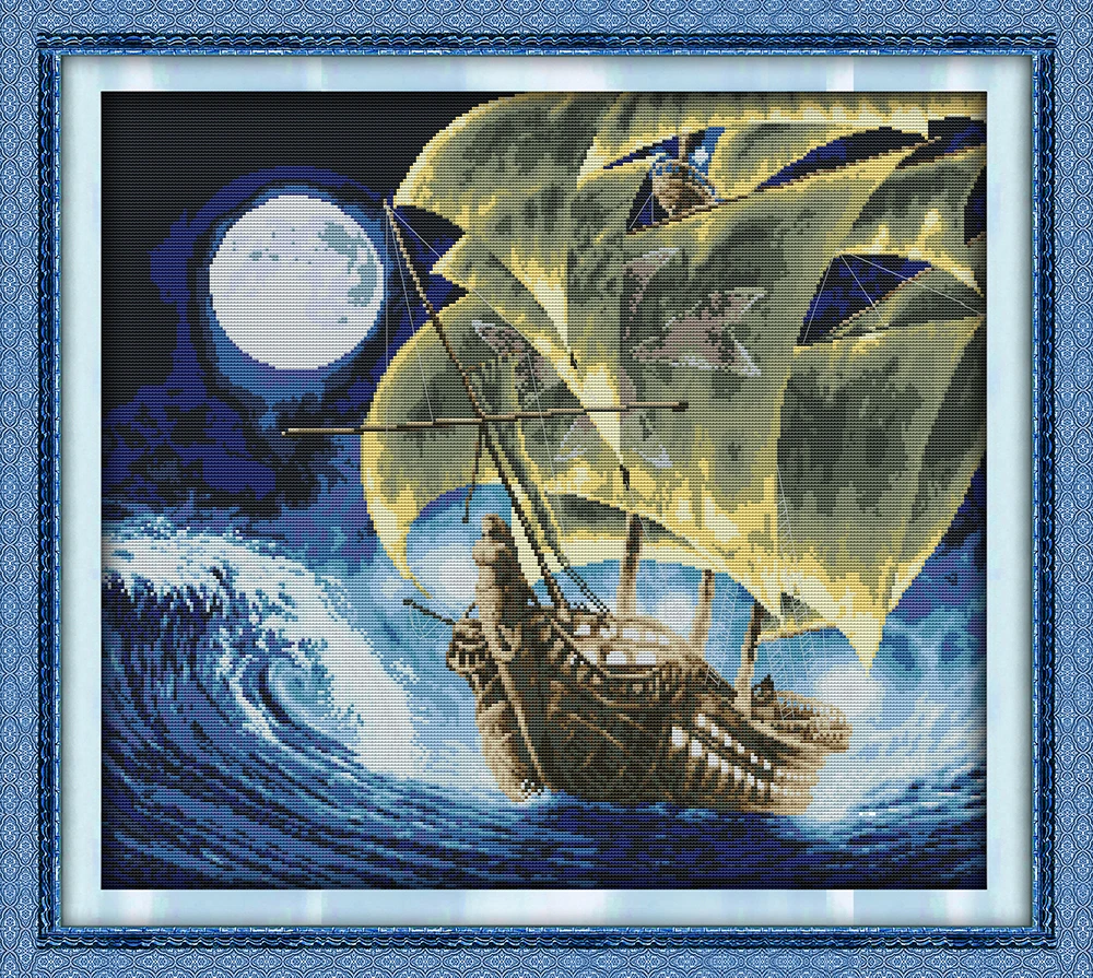 Sailng moon корабль морские пейзажи diy картина Счетный принт на холсте DMC 11CT 14CT наборы вышивки крестиком наборы для рукоделия