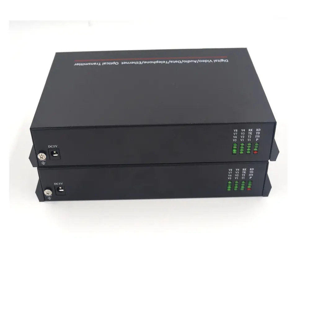 8CH видео 10/100 Мбит/с Ethernet RS 422 данных Контактное закрытие волокна