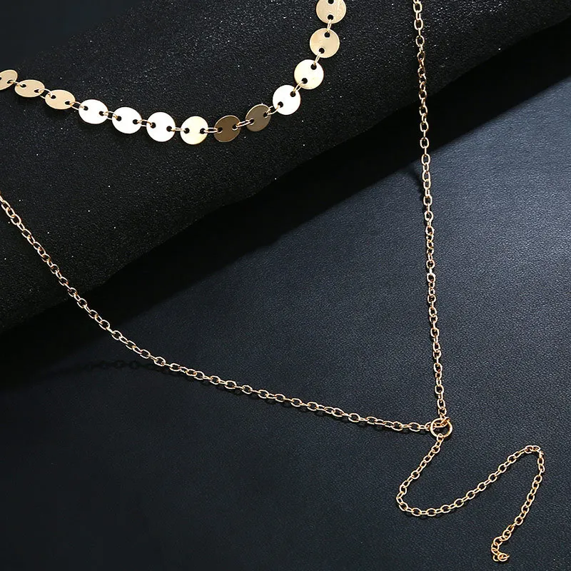 Ожерелье чокер женское Двухслойное простой в стиле панк колье с круглыми