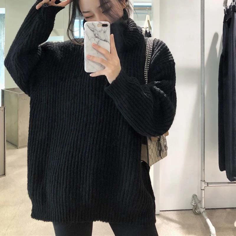 RUGOD Fashion Turtlenck Oversize Christmas Sweater Long Sleeve Solid Female Pullover Casual Women Winter Knitted | Женская одежда
