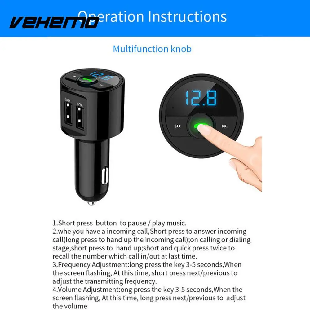 Bluetooth Receiver FM Transmitter Car Handsfree Adapter Smart Charger Universal Wireless Radio | Автомобили и мотоциклы