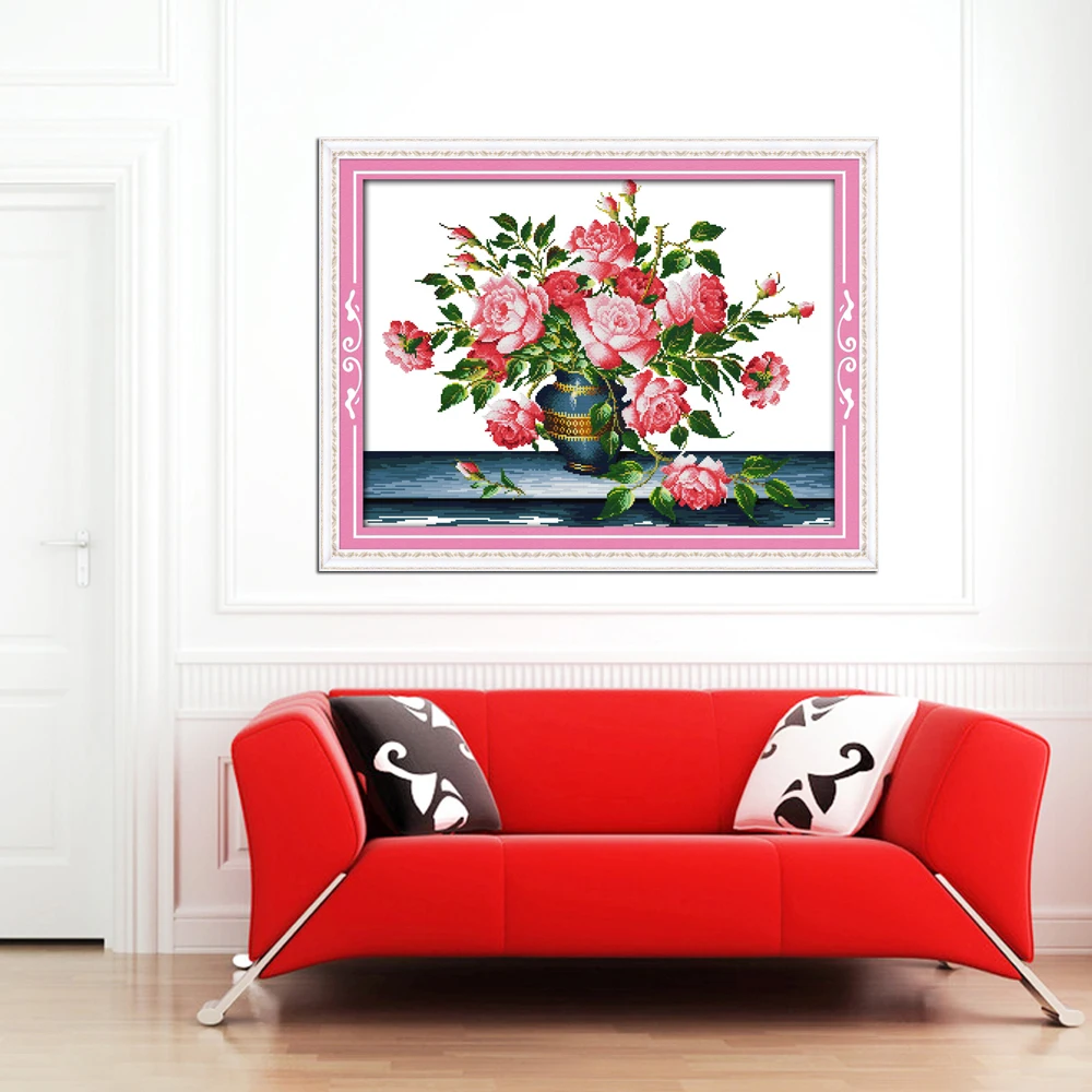 Joy Sunday цветочный стиль богатый узор розы ручная работа вышивка крестиком для