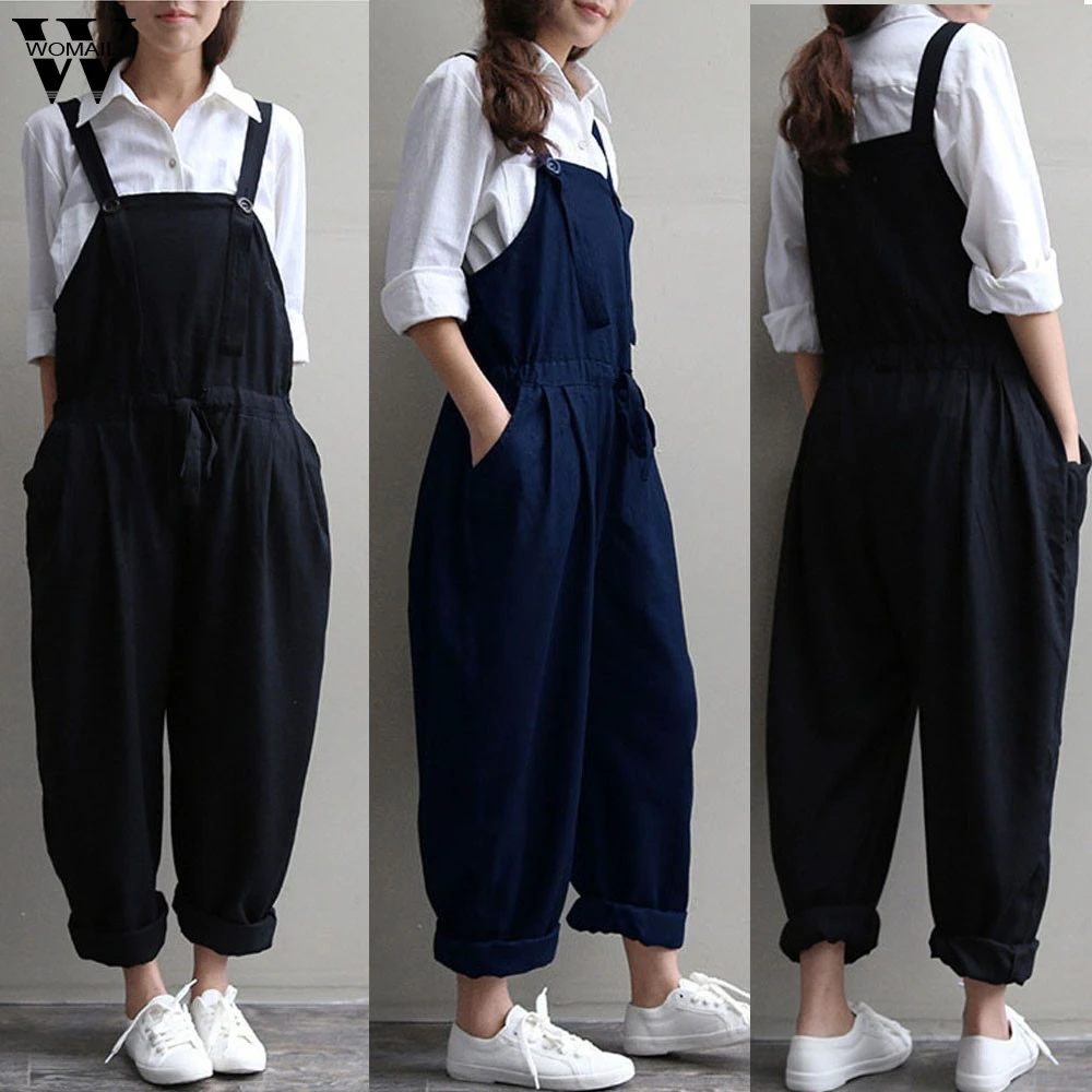 

Womail bodysuit Women Summer Casual plus size Oversized Dungaree Jumpsuits Bib Loose Long Trousers fashion 2019 M1