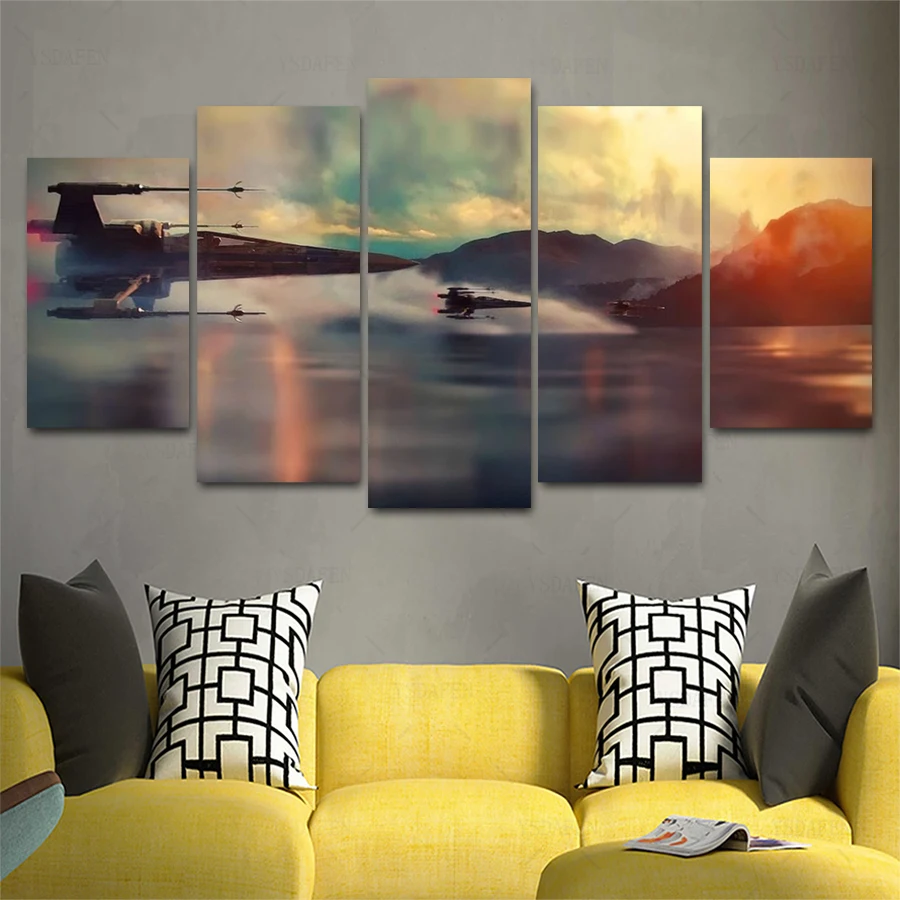 Прямая поставка HD 5 Панель Холст Искусство богатые и Звездные войны картина с