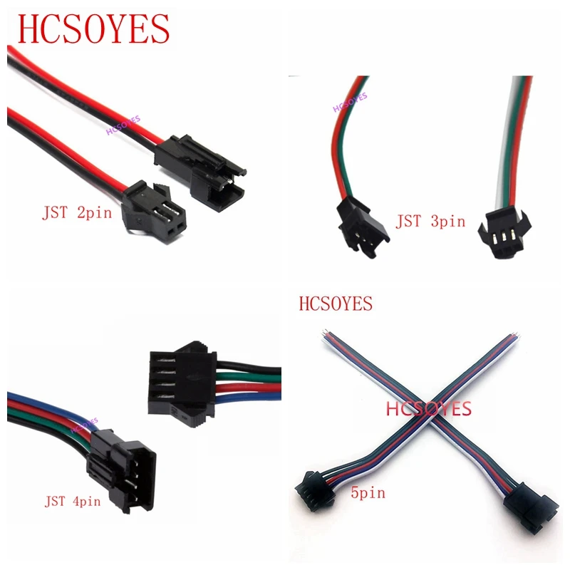 5 пар 2 3 4pin Pin JST разъем 2x15 см мужской/женский led для ws2812b ws2811 СИД свет лампы Драйвер