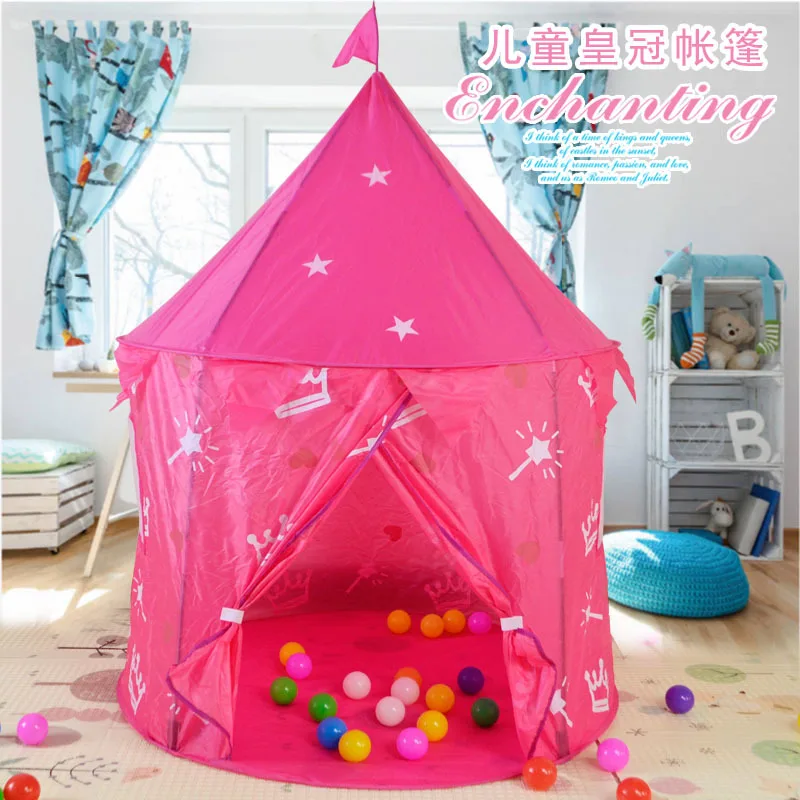 Красный Палатка игрушечная портативная складная палатка Tipi Prince складная палатка детский замок-домик для игр игровой Домашний детский подарок уличные игрушки палатки - Цвет: Красный