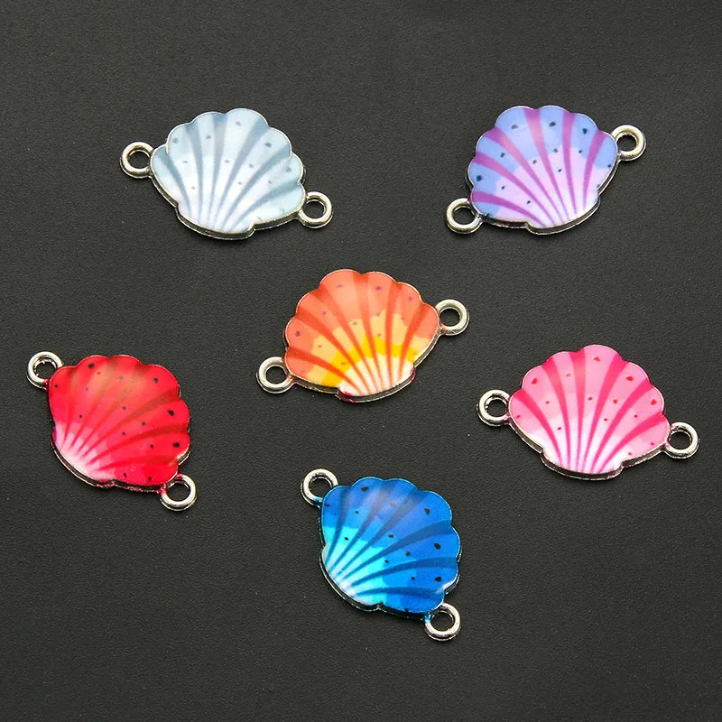 10 штук/Упаковка случайный оболочка сплава эмали Разъемы Браслеты Чарующее