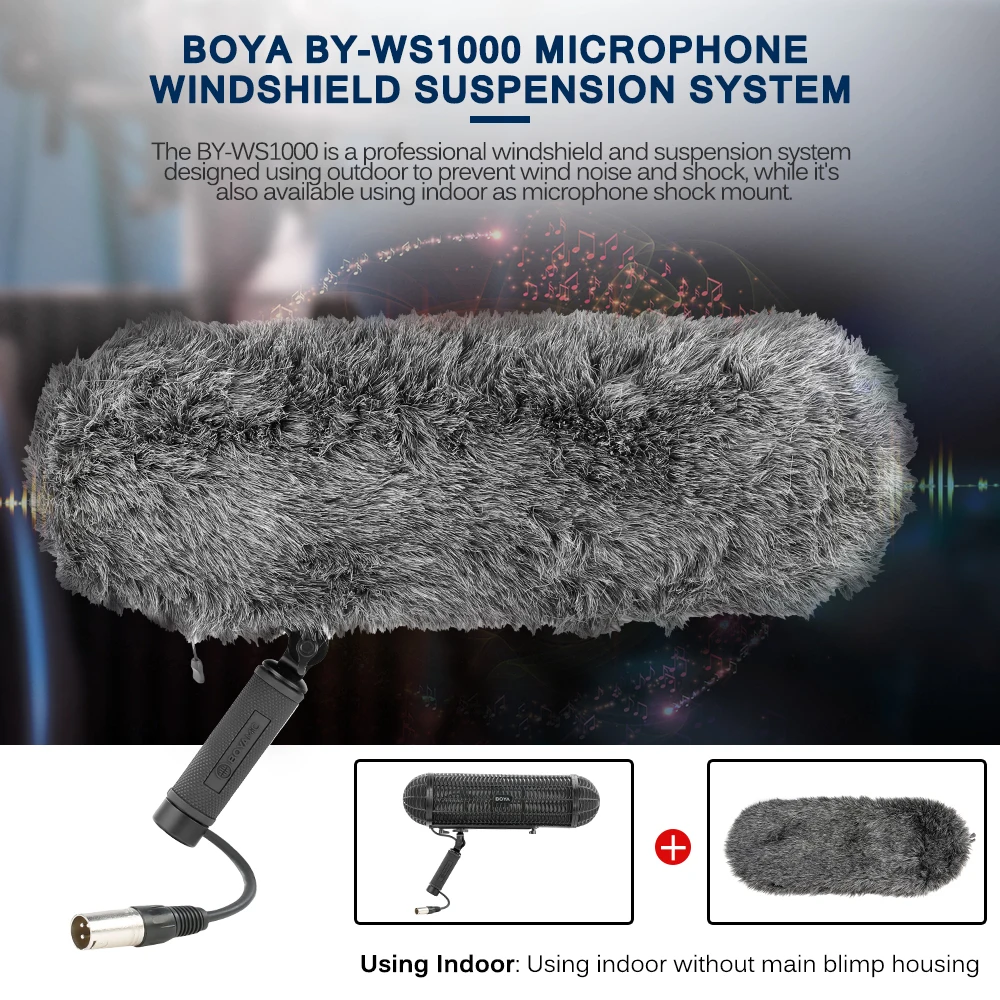 Boya BY-WS1000 микрофоны Blimp ветровое стекло подвесная система для дробного пистолета микрофон для Canon Nikon sony DSLR видеокамера рекордер