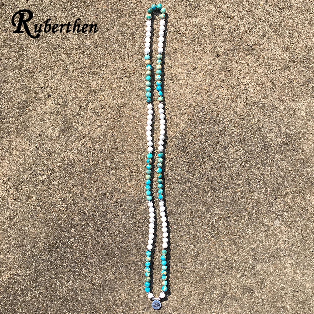 Браслет Ruberthen из натурального камня с дизайном Howlite 108 бусин браслет Mala Wrap или