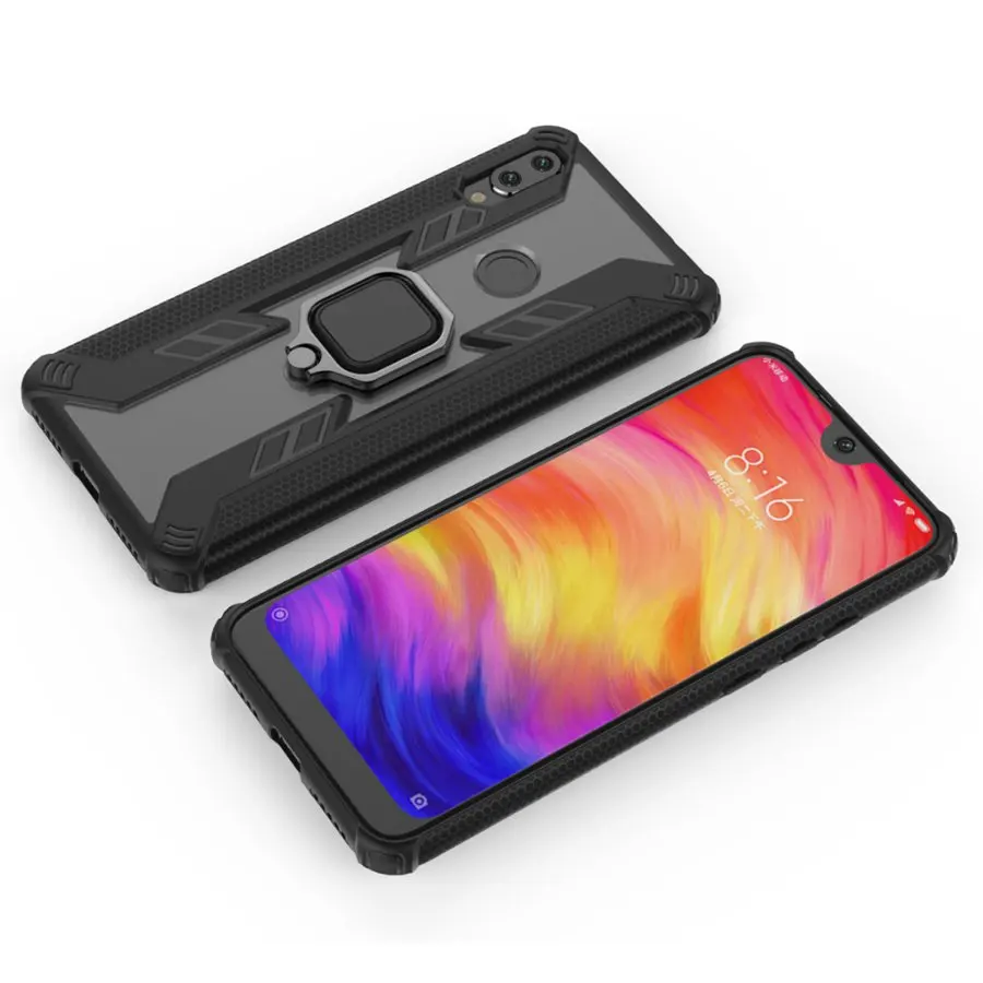 full body protective cover Ring Holder kickStand Grip Shock Absorbing case for xiaomi redmi note 7/redmi 7 Pro | Мобильные телефоны
