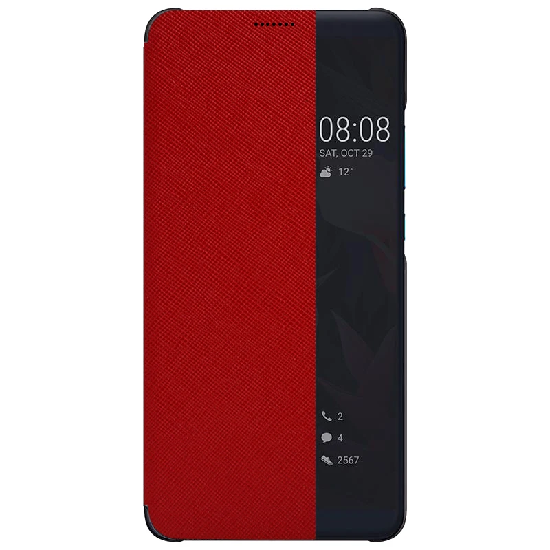 Для HUAWEI Mate 10 Pro чехол Роскошный умный чип вид на окно Флип из натуральной кожи спортивный автомобиль для Huawei Mate 9 Pro Чехол Для Телефона - Цвет: Красный