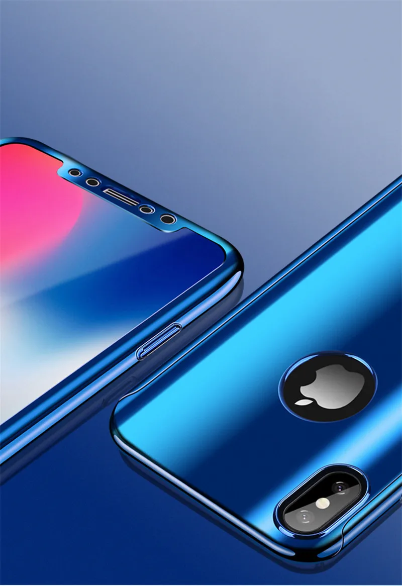 360 градусов Покрытие Зеркало чехол для iPhone 6 6s 7 8 Plus X Жесткий ПК полный корпус чехол для iPhone 6s 6 s 7 8 X телефонные чехлы со стеклом