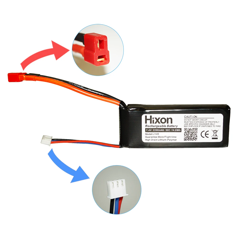 2 шт. аккумуляторная батарея Hixon 2200 мАч 7 4 В 25C Lipo хорошо подходит для дрона SYMA X8C