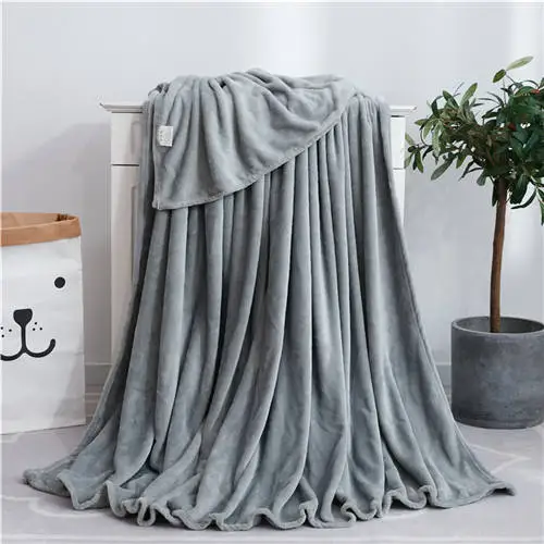 Grey Сплошной цвет, супер мягкие фланелевые одеяла, коралловый флис, зимняя простыня, покрывало для дивана, покрывало из искусственного меха, одеяла для кровати - Цвет: Grey