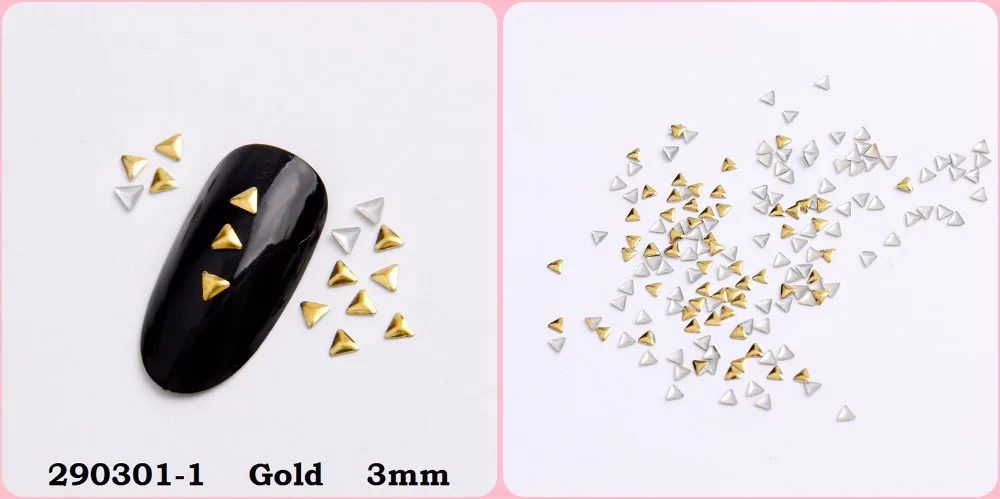 4 мм/3 мм/3x5 мм Золотой/Серебряный треугольник Hot Fix Nail Art заклепки панк-рок стиль для DIY украшения ногтей