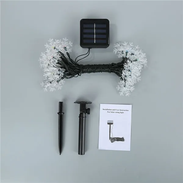 20 светодиодных гирлянд со снежинками на солнечной энергии для сада