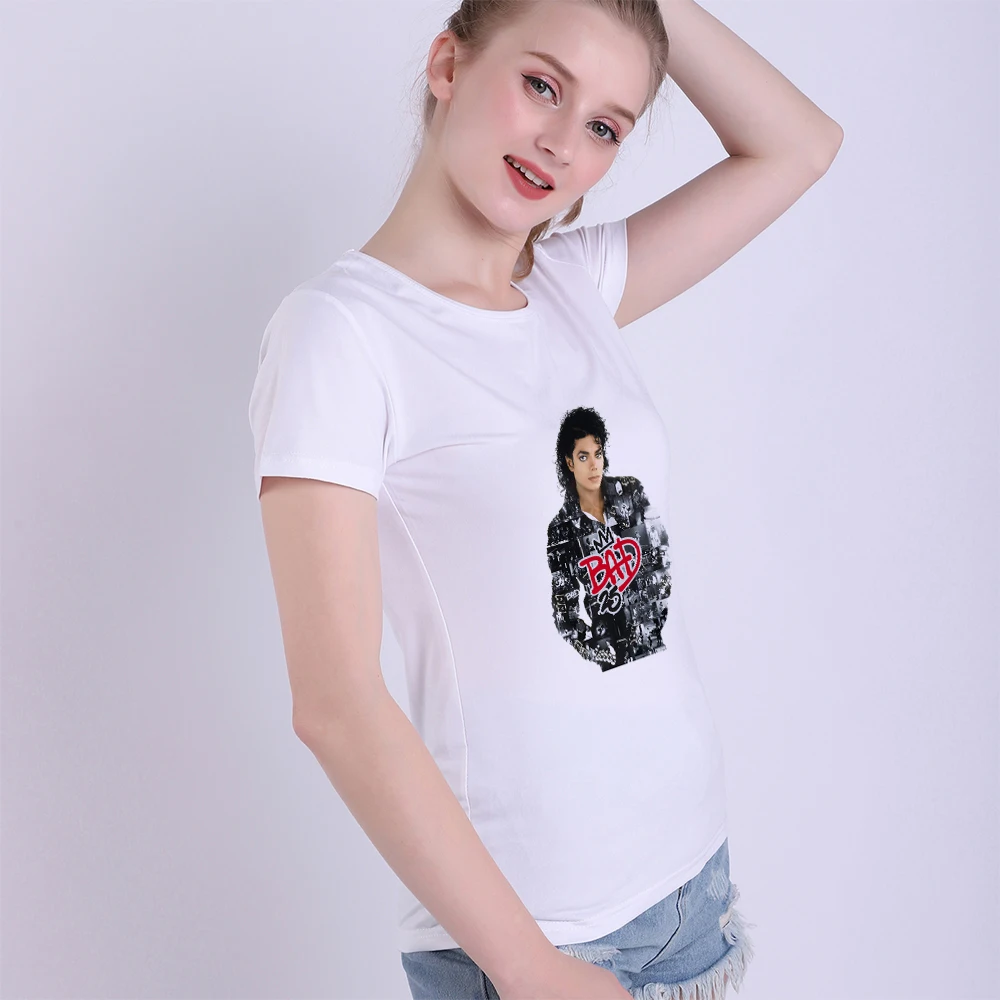 Супер звезда Майкл Джексон Vogue Для женщин летняя белая футболка из модала модная MJ футболки Повседневное короткий рукав одежда, футболка