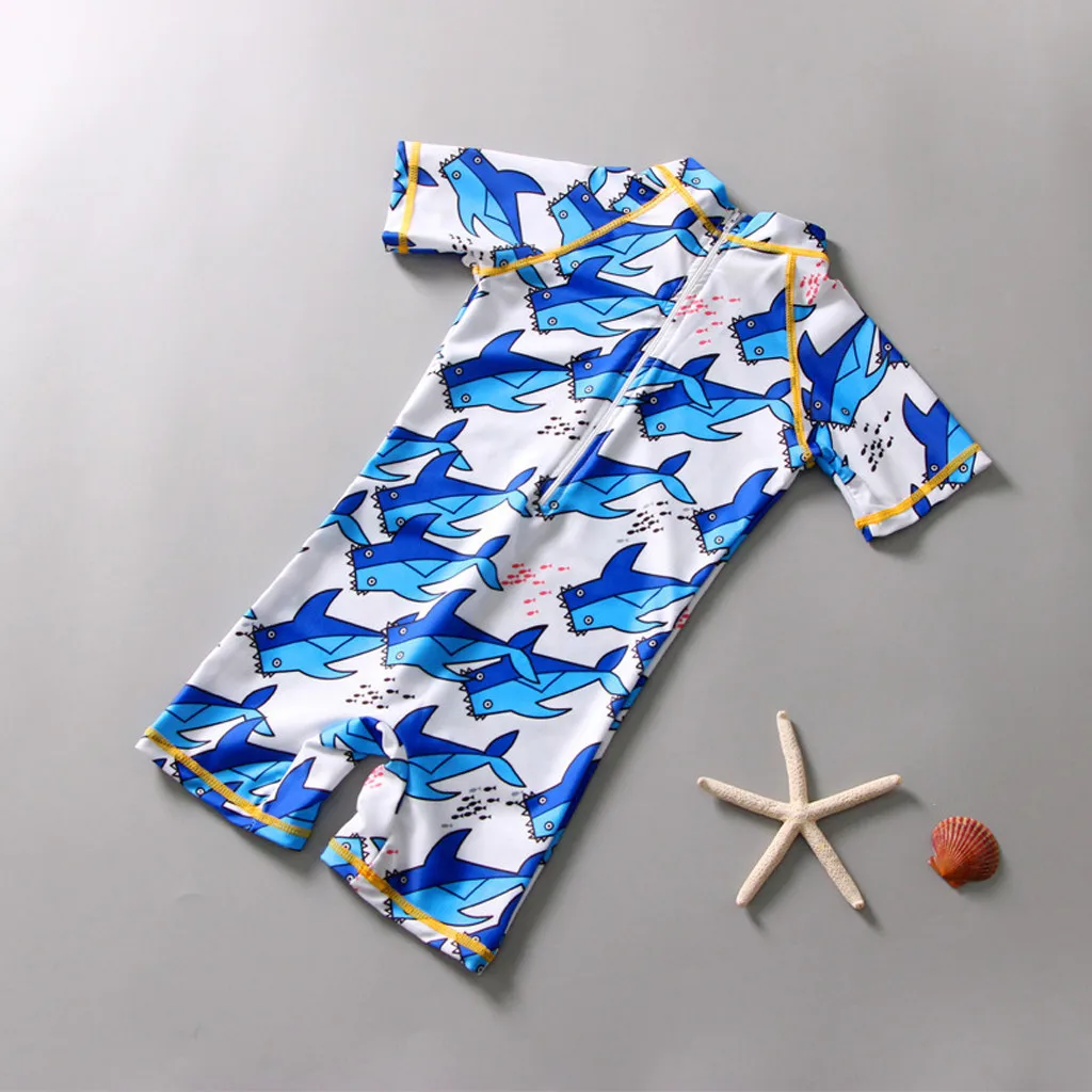 swimwear kids girl Polyester One Piece Swimsuit Bathing Suit Bikini Beach Dinosaur Short Sleeve Boys Swimwear Sets L0522 | Мать и ребенок