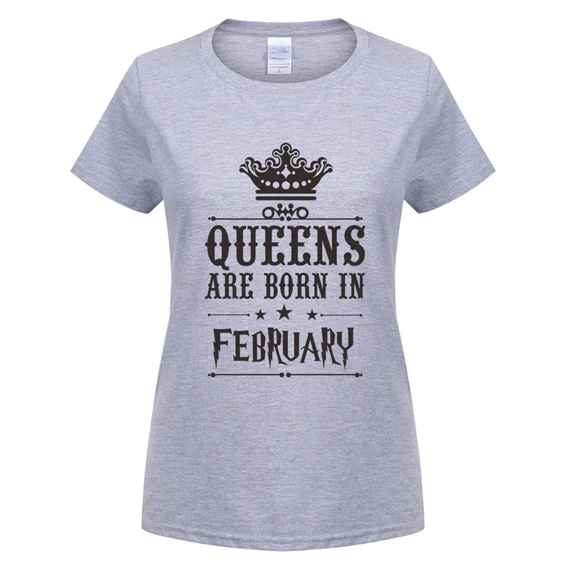 Omnitee Queens рождаются в феврале футболки Женская одежда из хлопка платье с коротким
