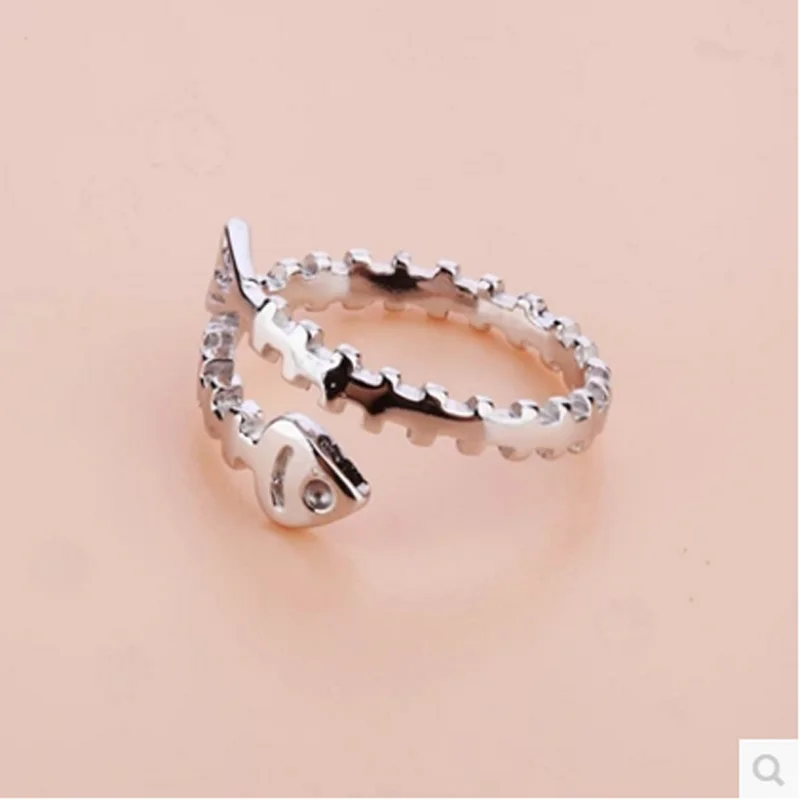 S925 sterling silver female models Korean fashion fun fish bones open ring | Украшения и аксессуары