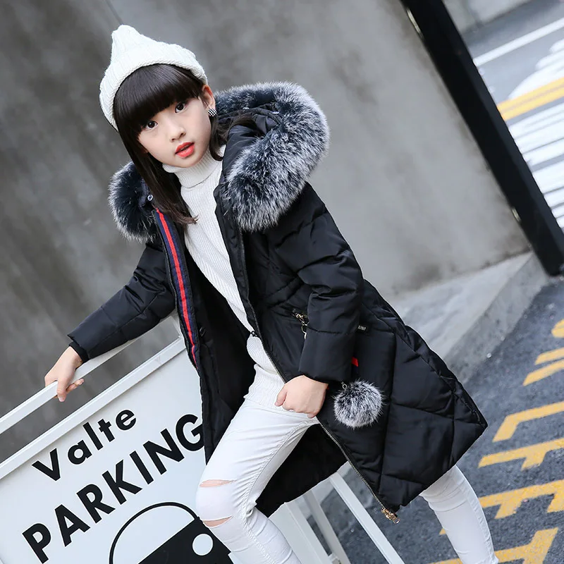 2017 Pydownlake fur hood collar winter jacket for girls down overcoat long model | Детская одежда и обувь