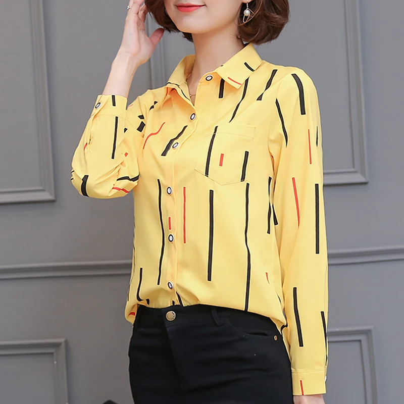 Женская длинная рубашка в белую полоску Элегантная модная офисная блузка с